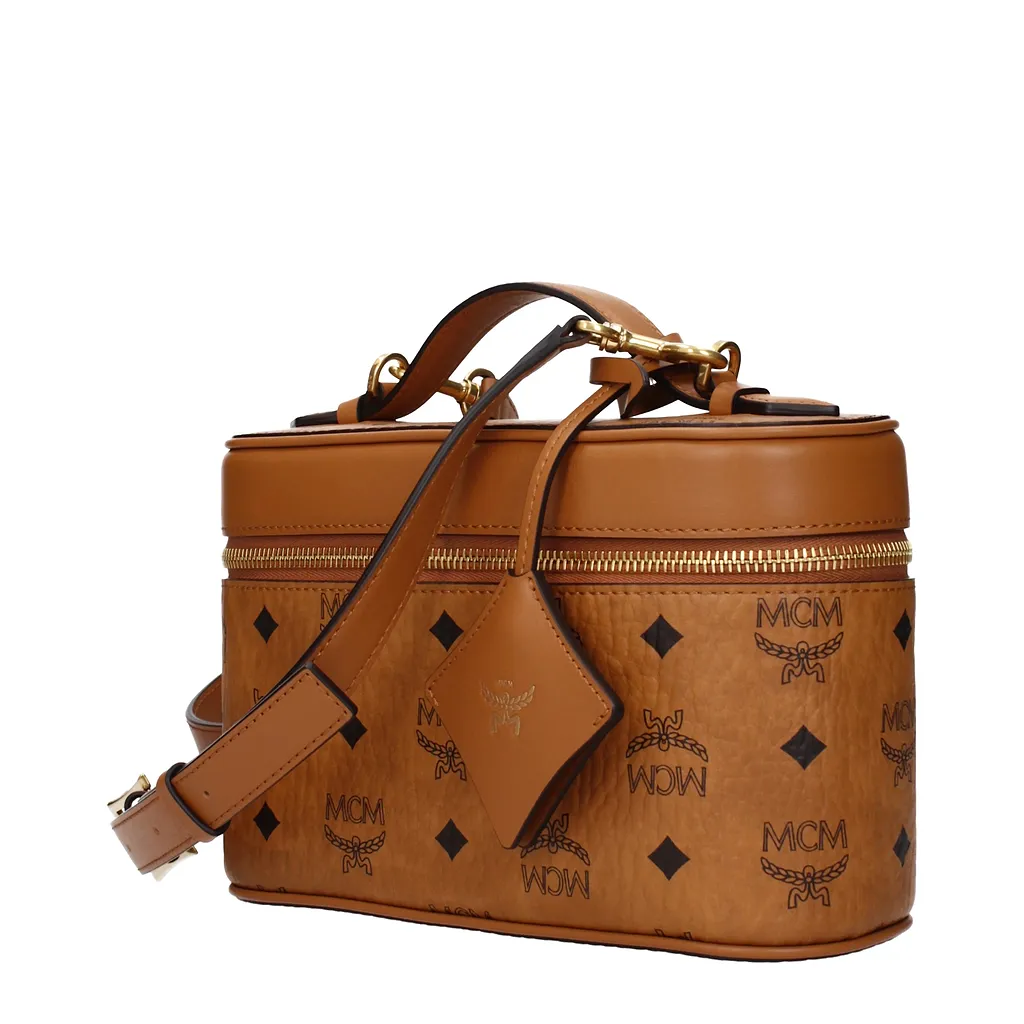 Mcm Beauty Case Aren Female Brown/Cognac Woven Cloth And Other Textile Fabrics
