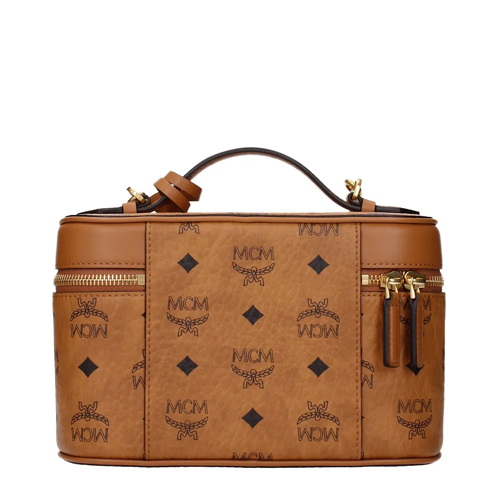 Mcm Beauty Case Aren Female Brown/Cognac Woven Cloth And Other Textile Fabrics