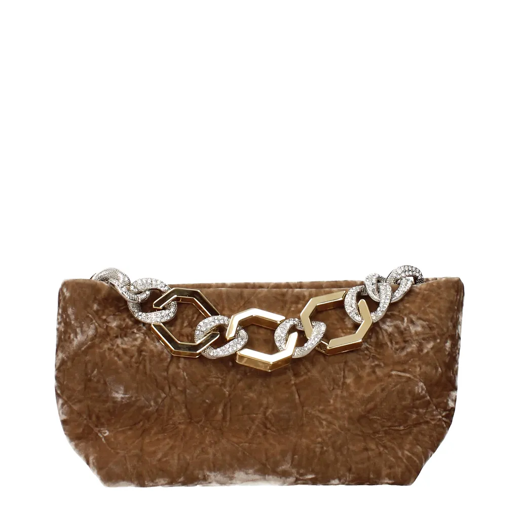 Gedebe Handbags Female Brown Velvet Or Biscuit Wrapped