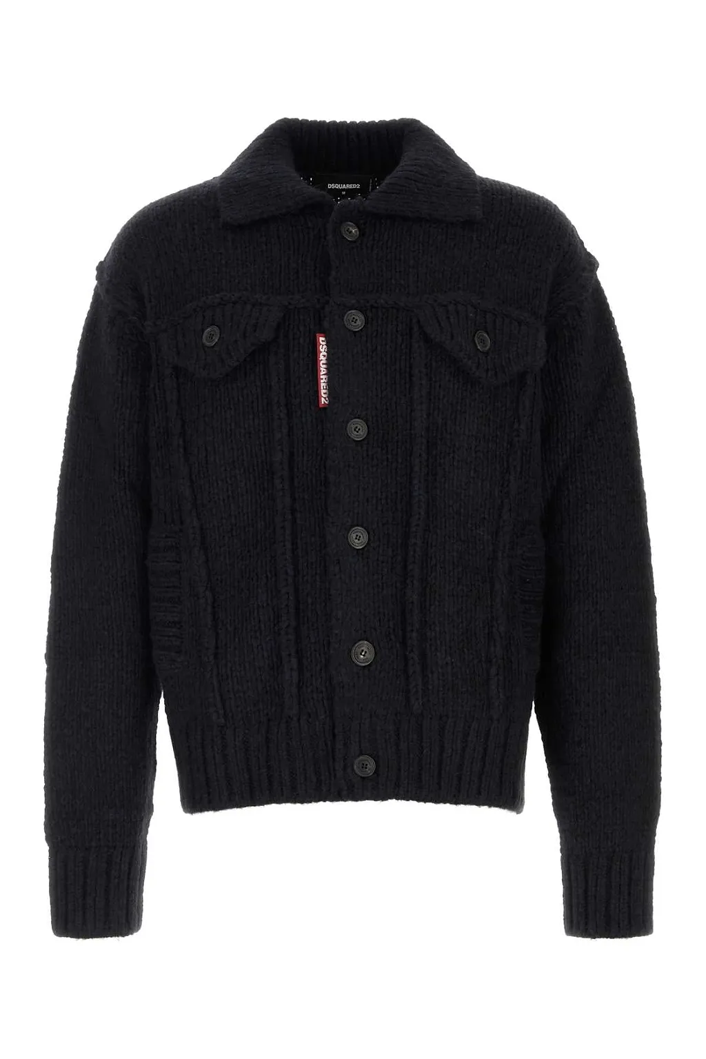 Dsquared Melange Dark Blue Knit Cardigan