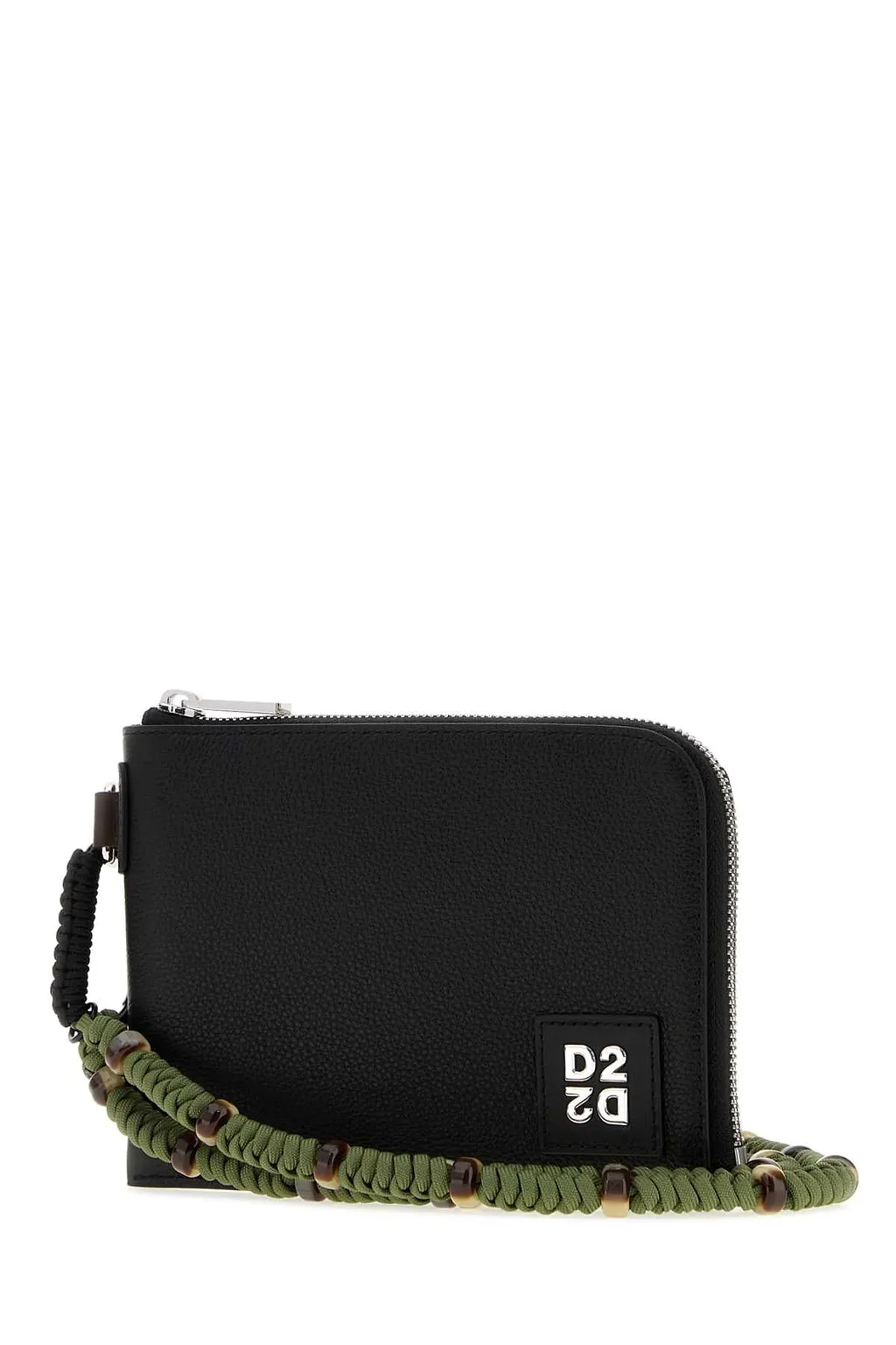Dsquared Black Leather D2 Upside Down Clutch