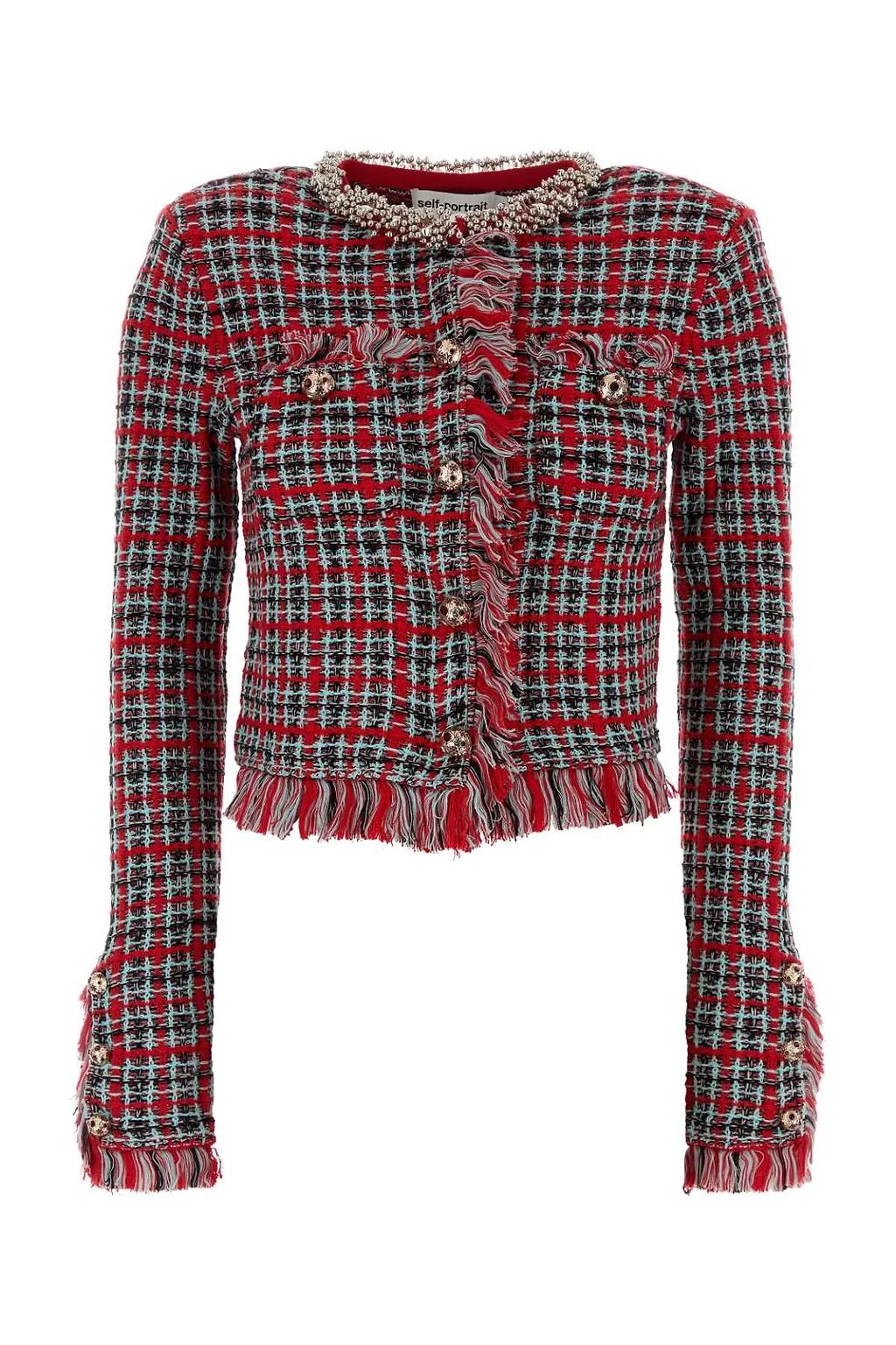Self Portrait Embroidered Knit Blazer