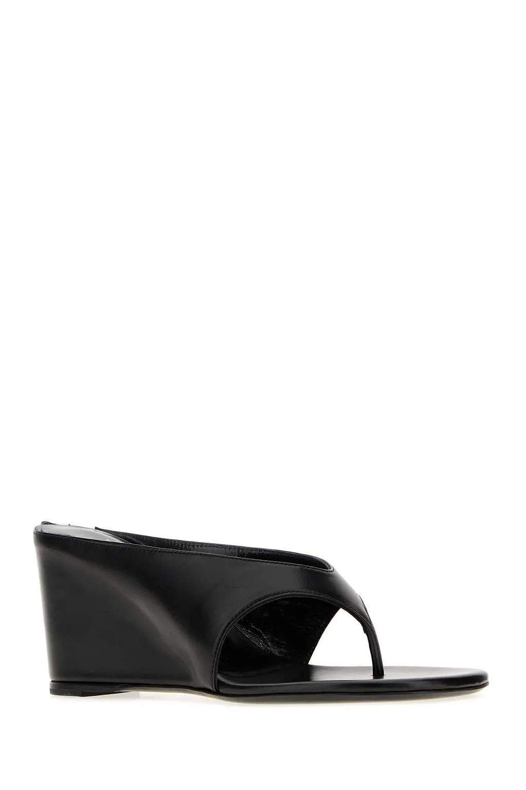 Jude Black Leather Yaga Thong Mules