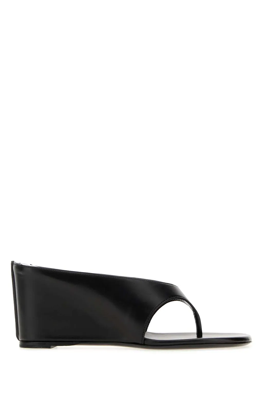 Jude Black Leather Yaga Thong Mules