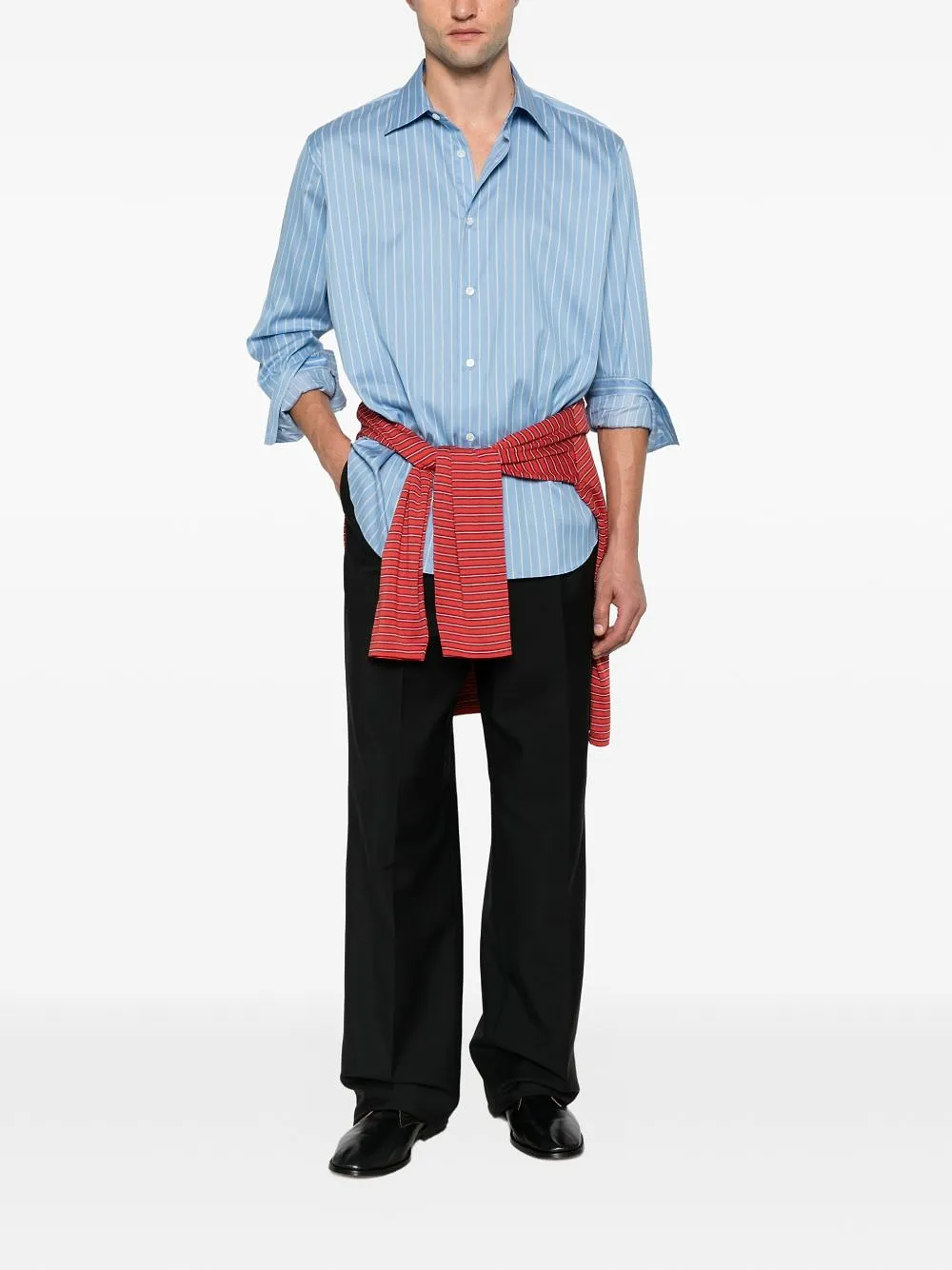 Auralee Cotton And Silk Striped Shirt
