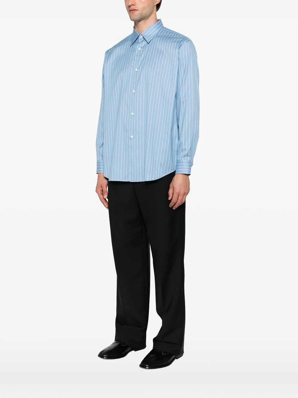 Auralee Cotton And Silk Striped Shirt
