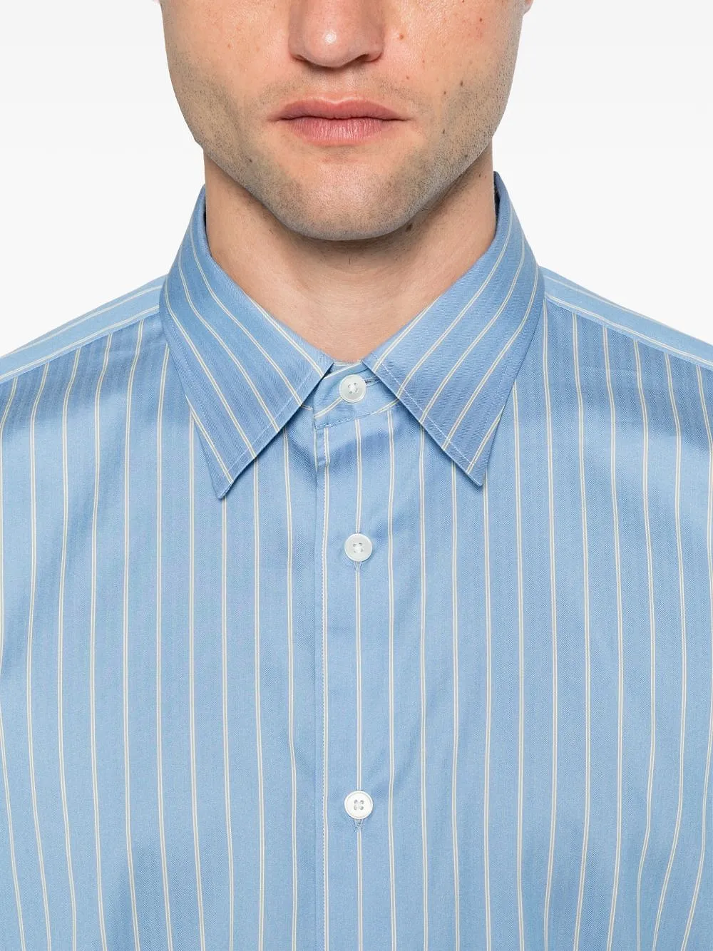 Auralee Cotton And Silk Striped Shirt