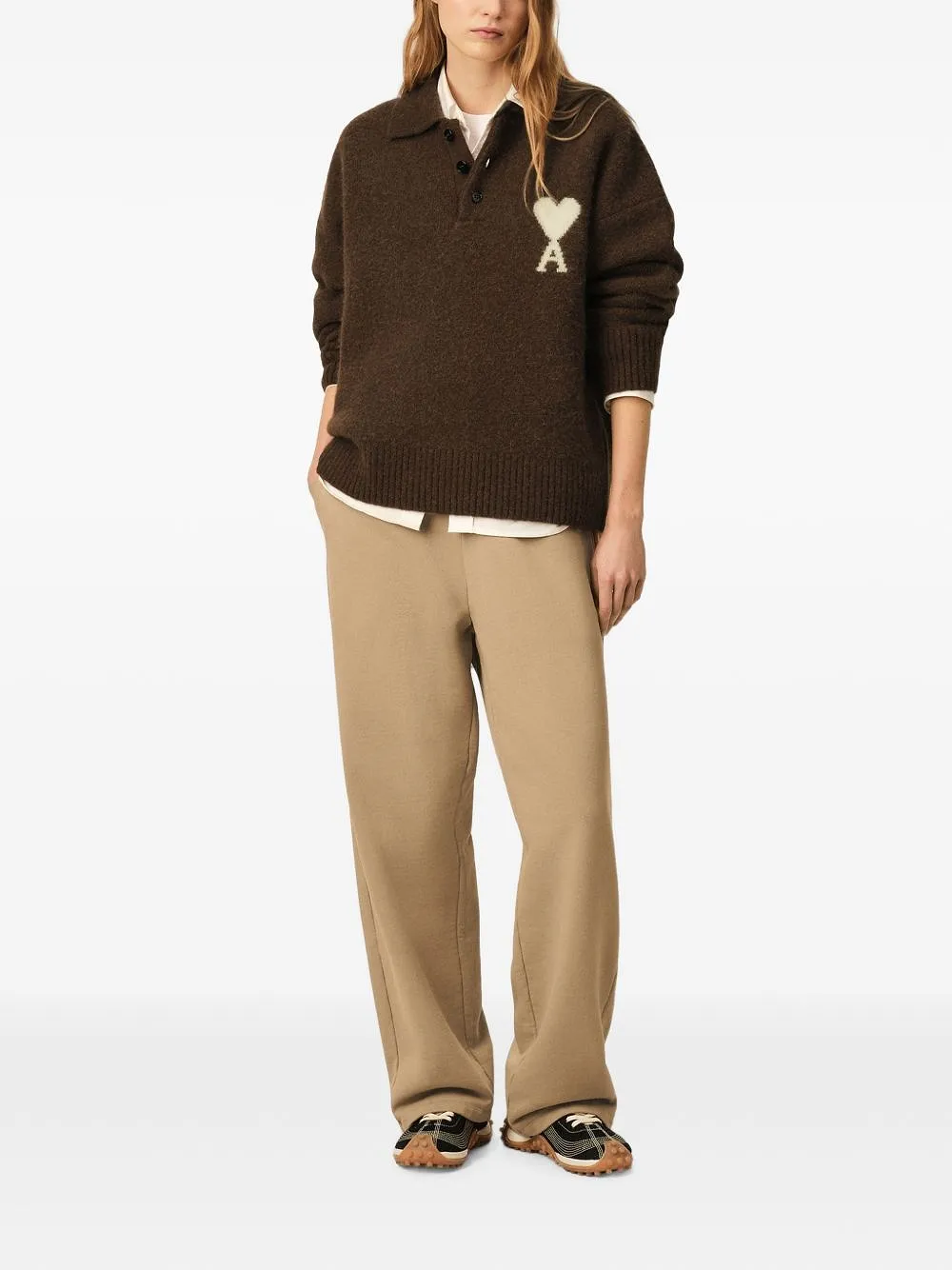 Ami Paris Ami De Coeur Wool Polo Sweater
