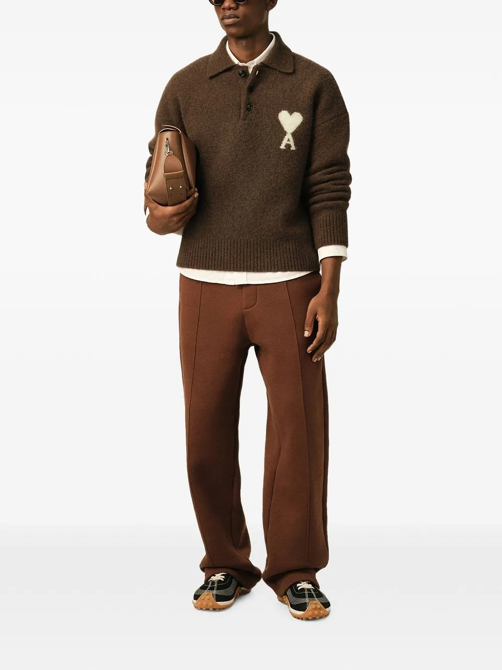 Ami Paris Ami De Coeur Wool Polo Sweater
