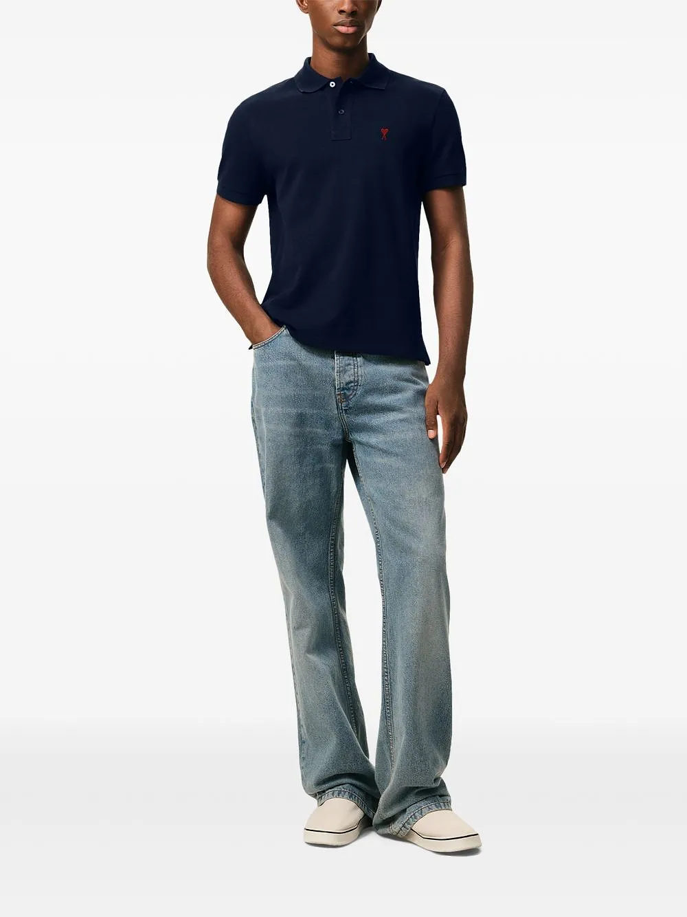 Ami Paris Ami De Coeur Cotton Polo Shirt