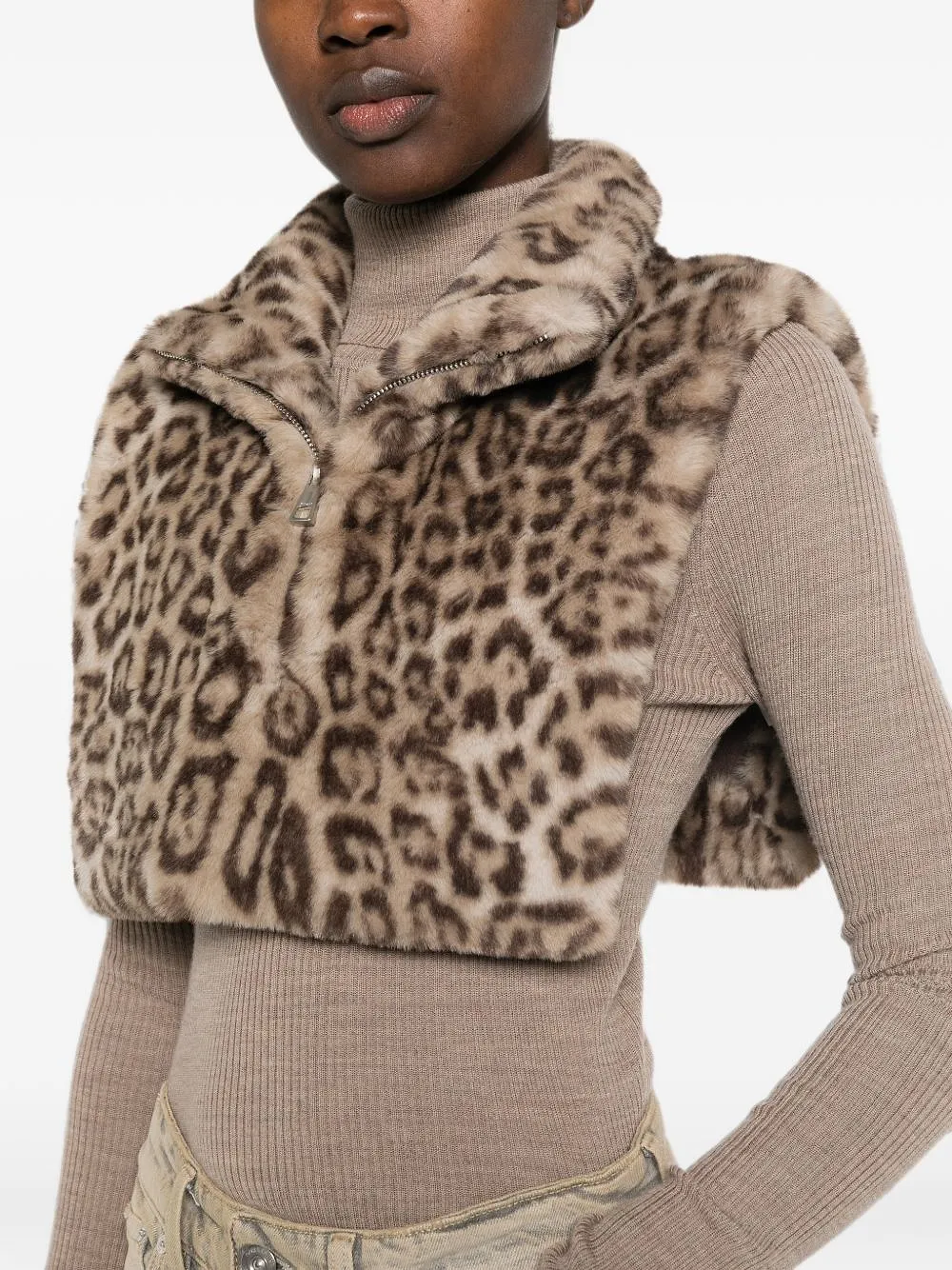 Ap Paris Faux Fur Zip Up Cape