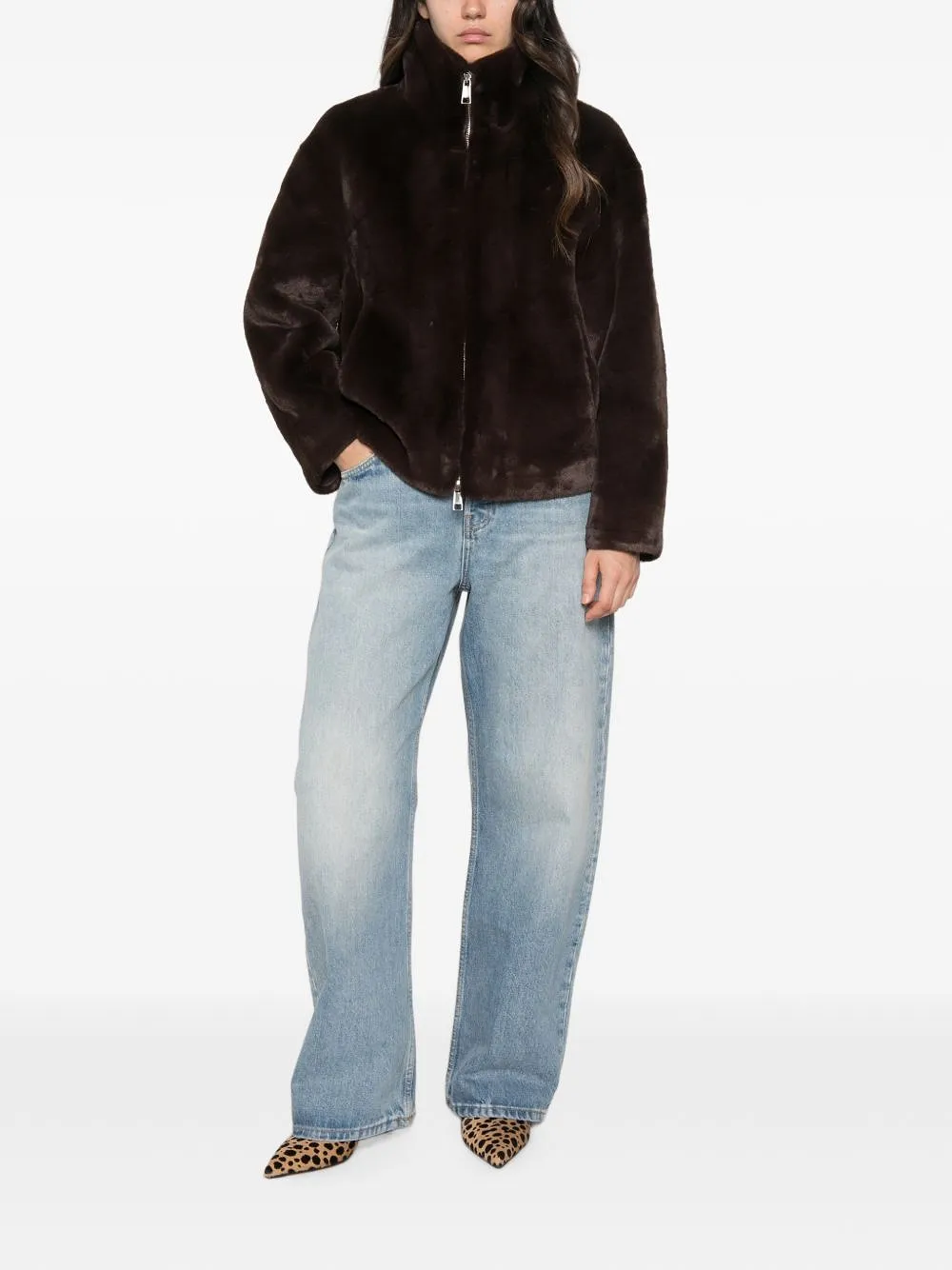Ap Paris Brooks Faux Fur Jacket