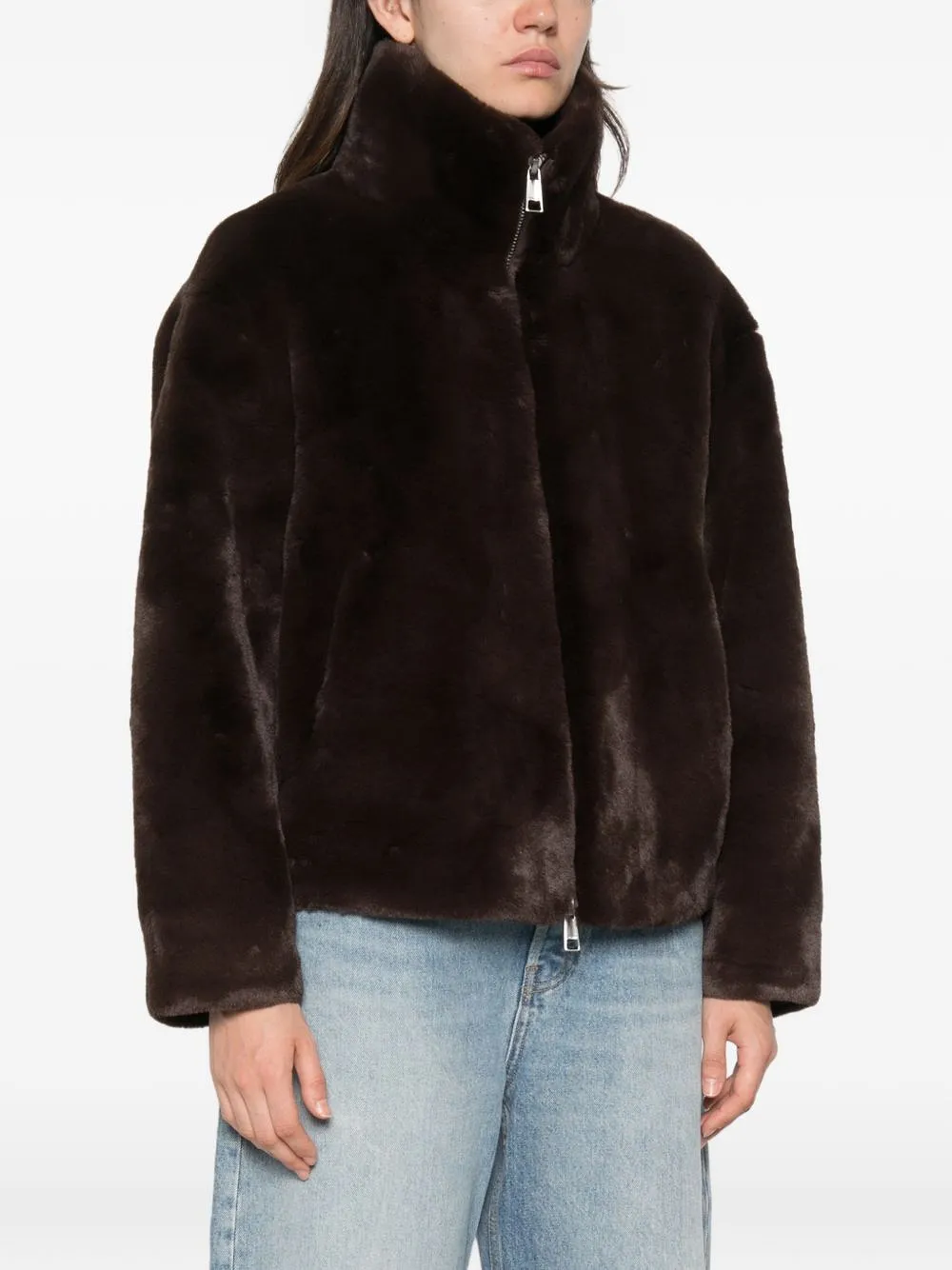 Ap Paris Brooks Faux Fur Jacket
