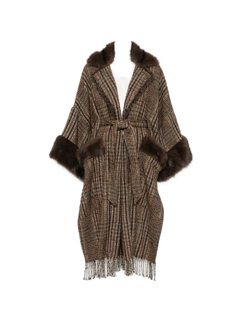 Front Street Cotton Blend Checked Cape