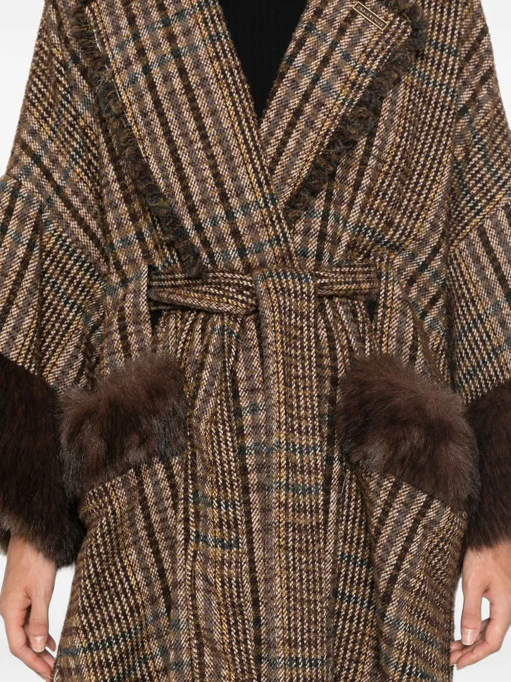 Front Street Cotton Blend Checked Cape