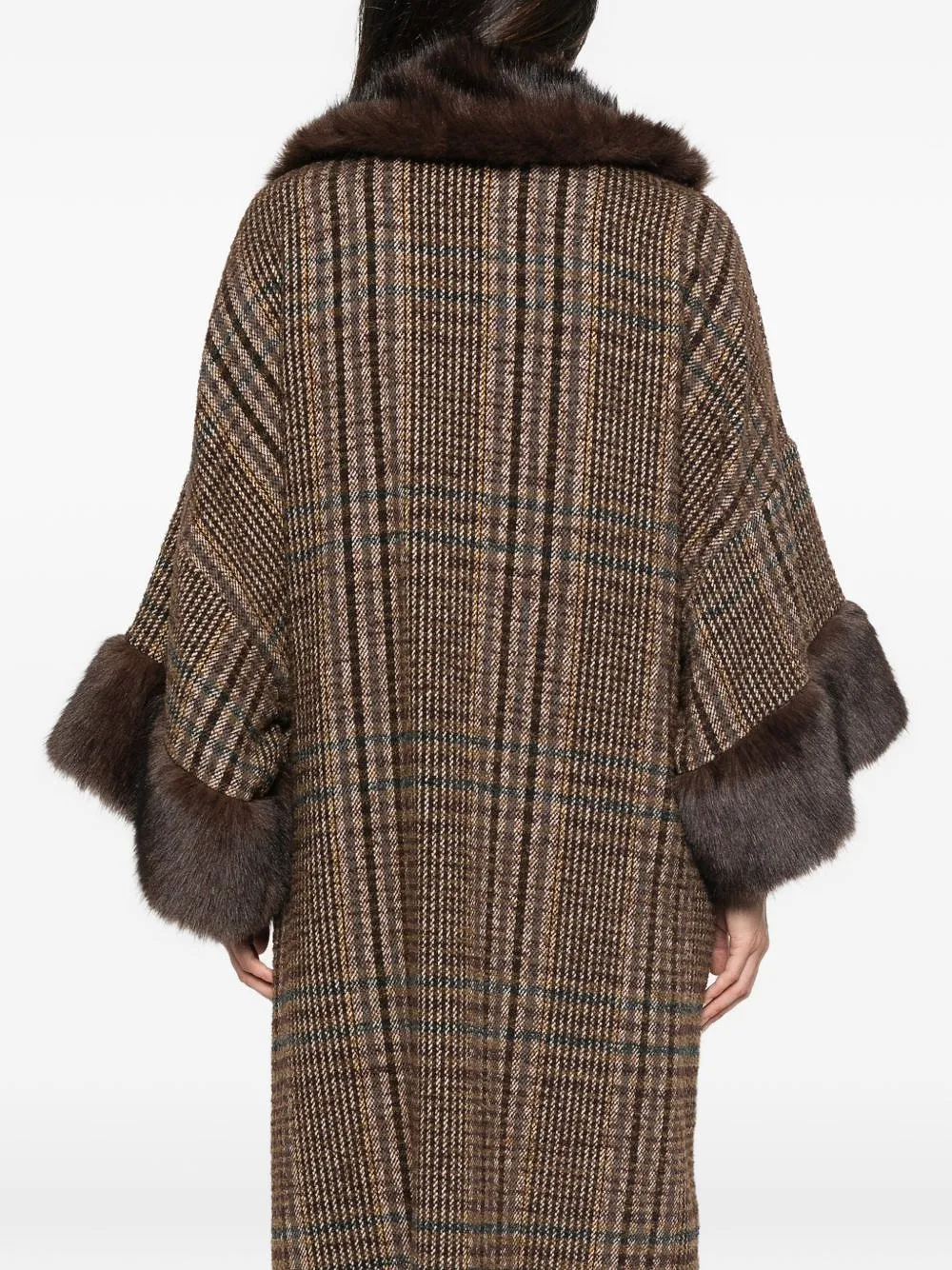 Front Street Cotton Blend Checked Cape