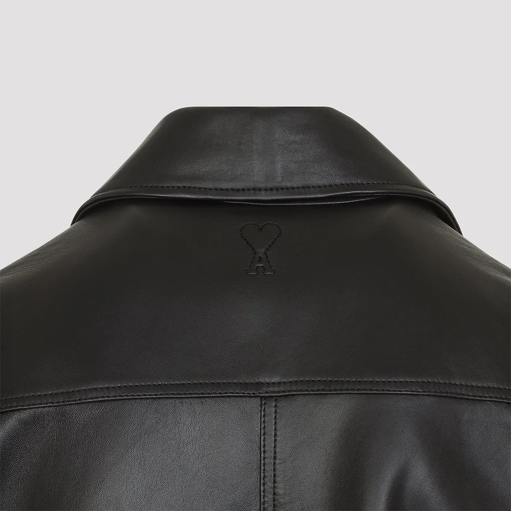 Ami Paris Zipped Leather Jacket