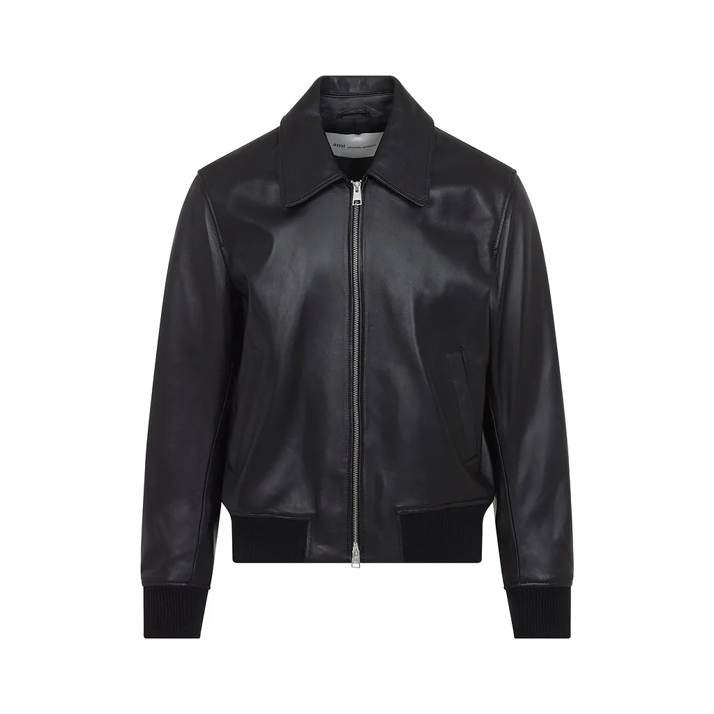 Ami Paris Zipped Leather Jacket