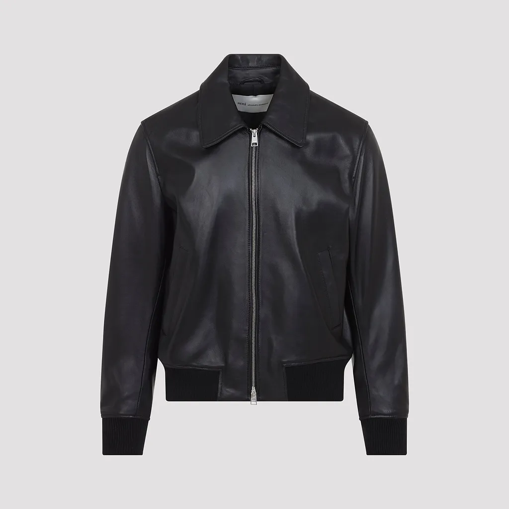 Ami Paris Zipped Leather Jacket