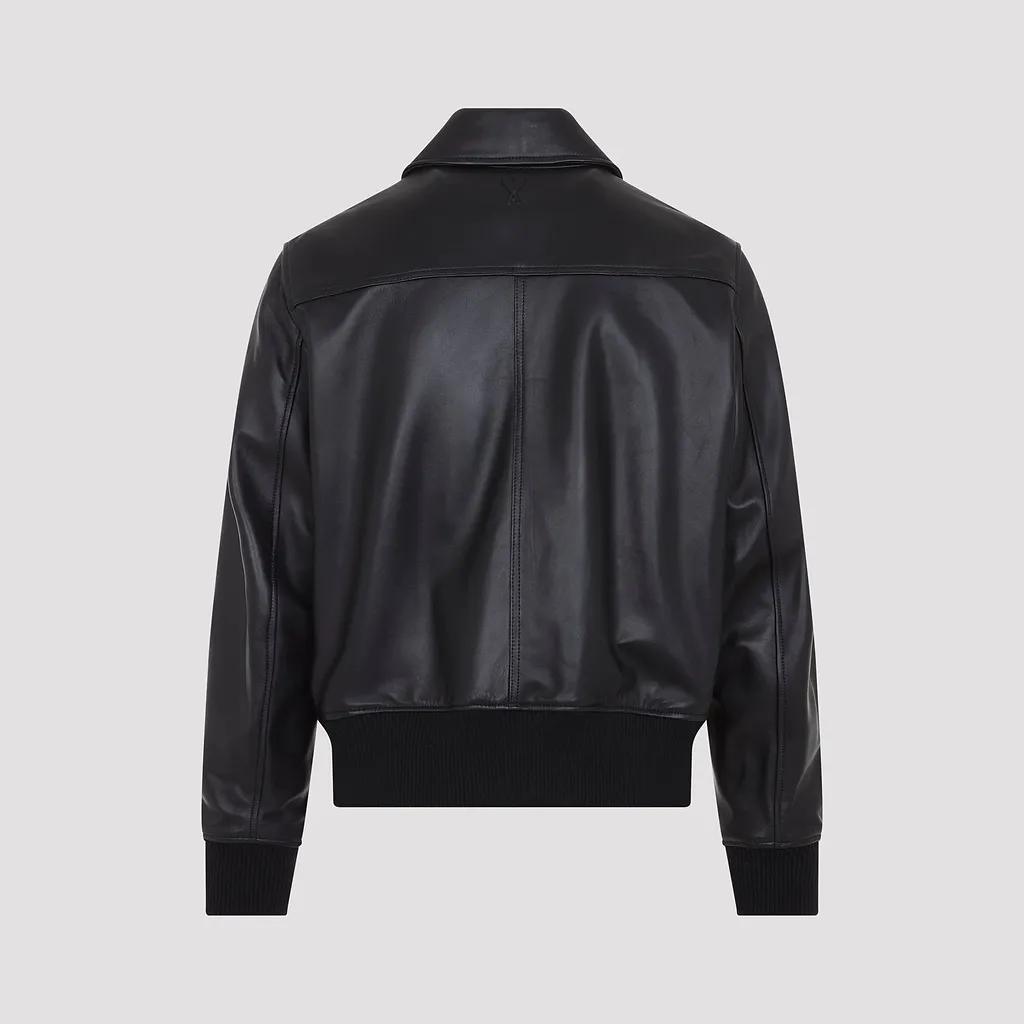 Ami Paris Zipped Leather Jacket