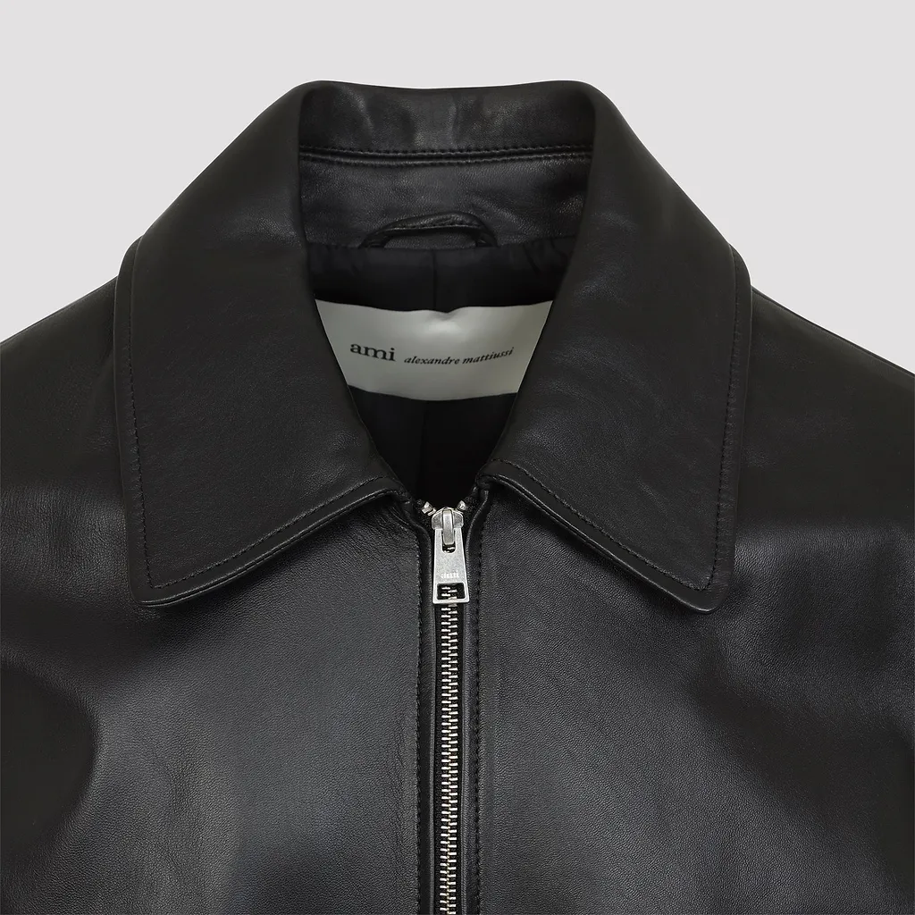 Ami Paris Zipped Leather Jacket