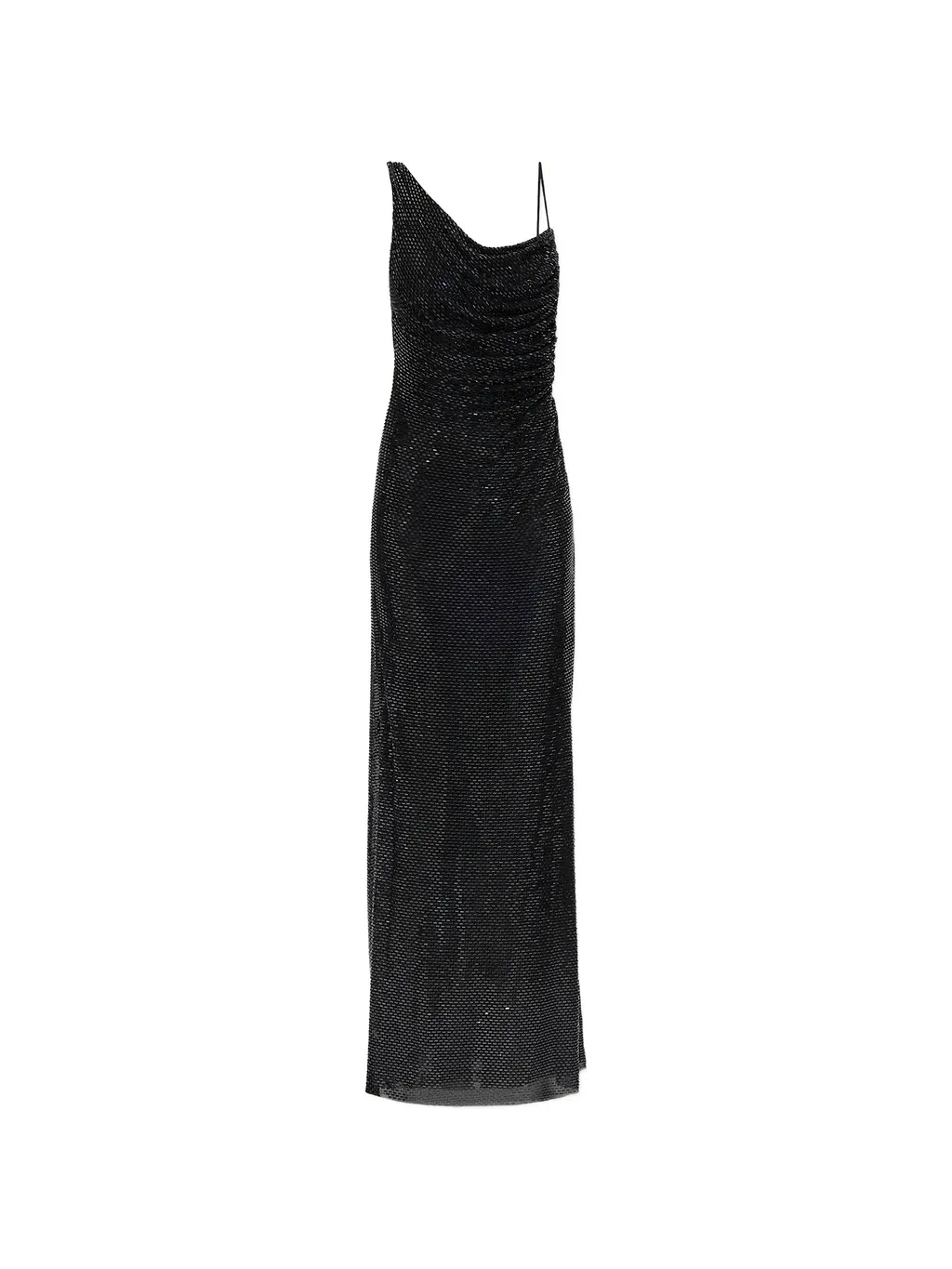 Self Portrait Black Rhinestone Draped Maxi Dress