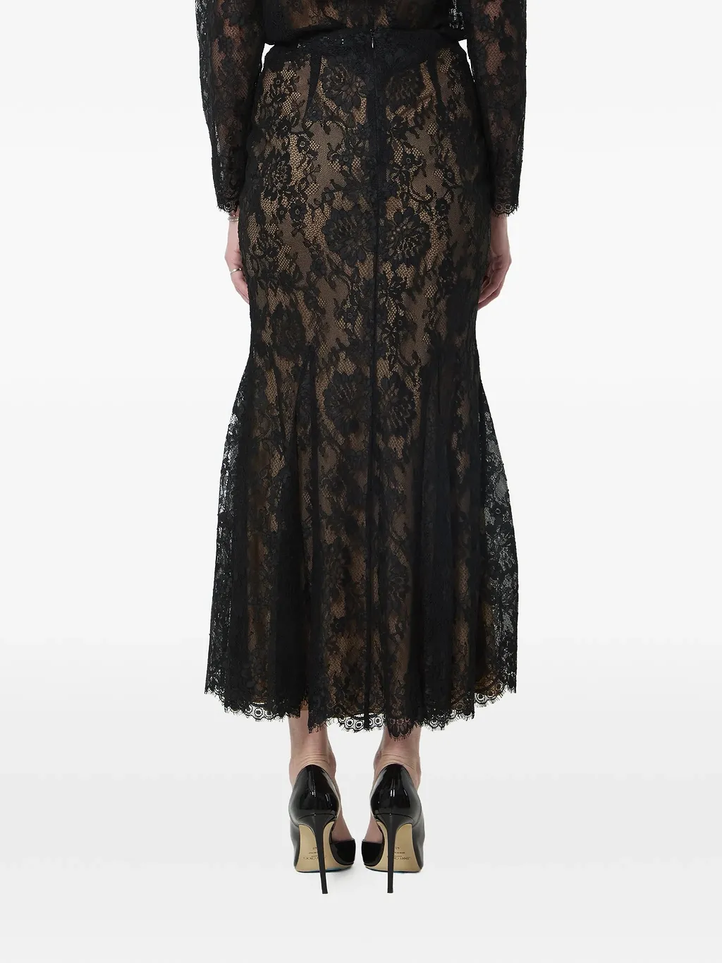 Self Portrait Black Lace Midi Skirt