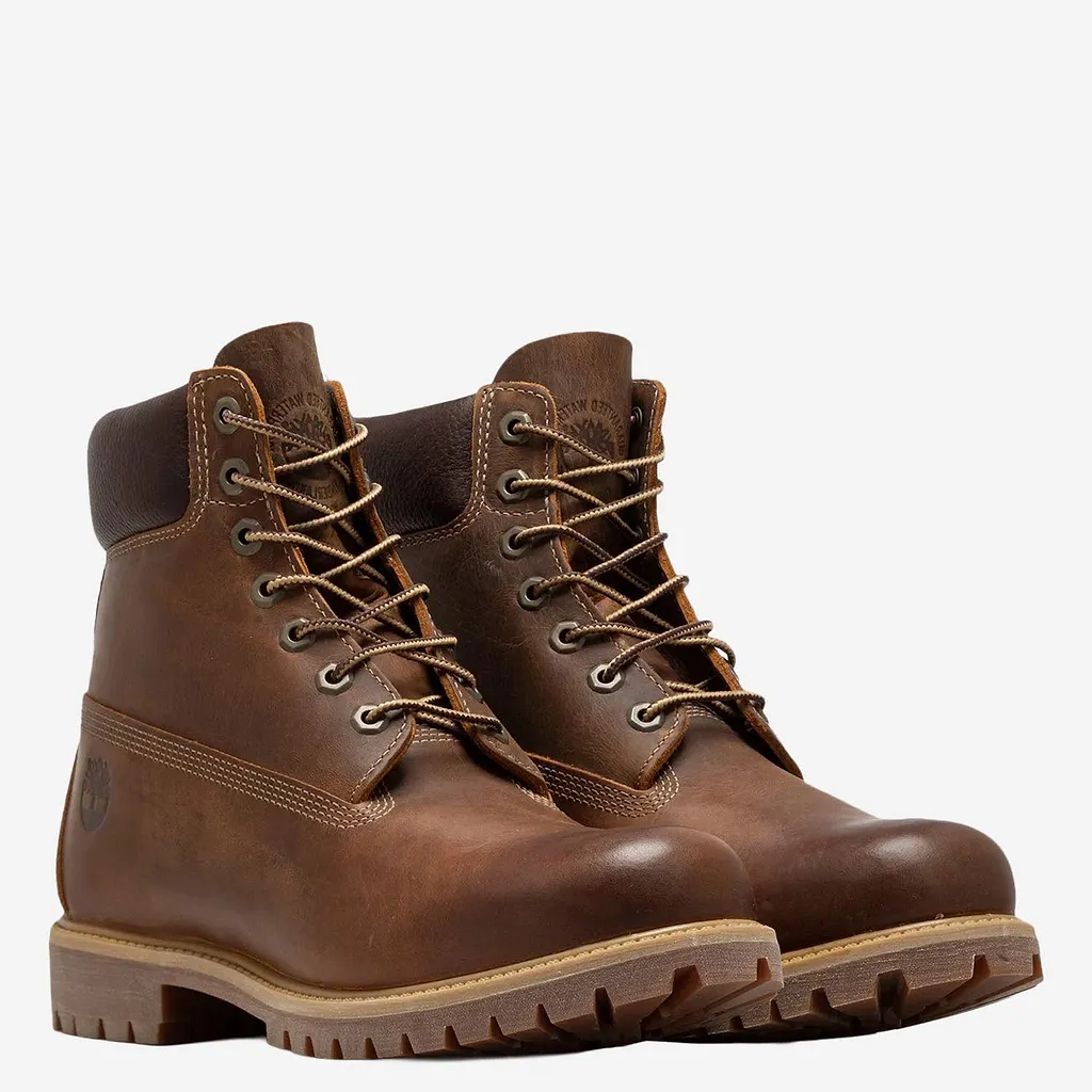 Timberland Premium 6 Inch Leather Ankle Boots With Logo