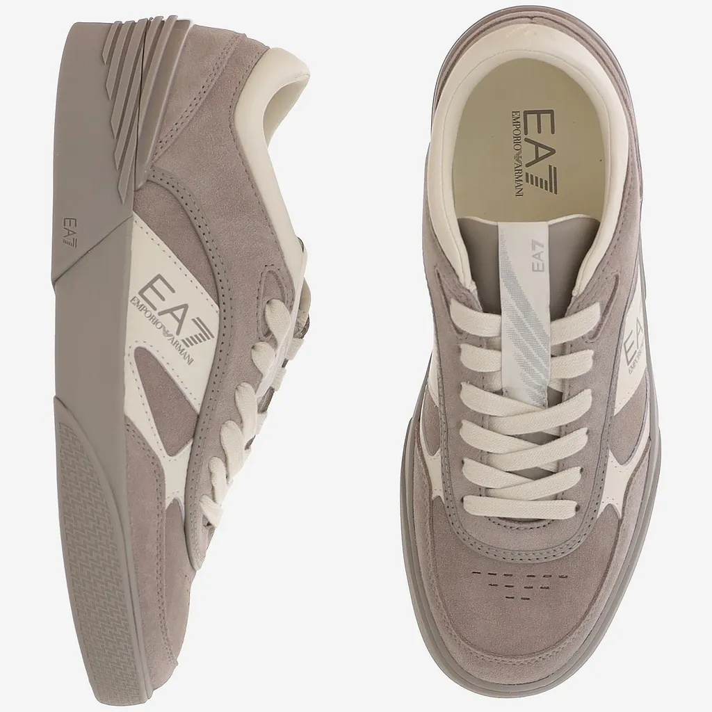 Ea7 Leather Sneakers With Side Logo