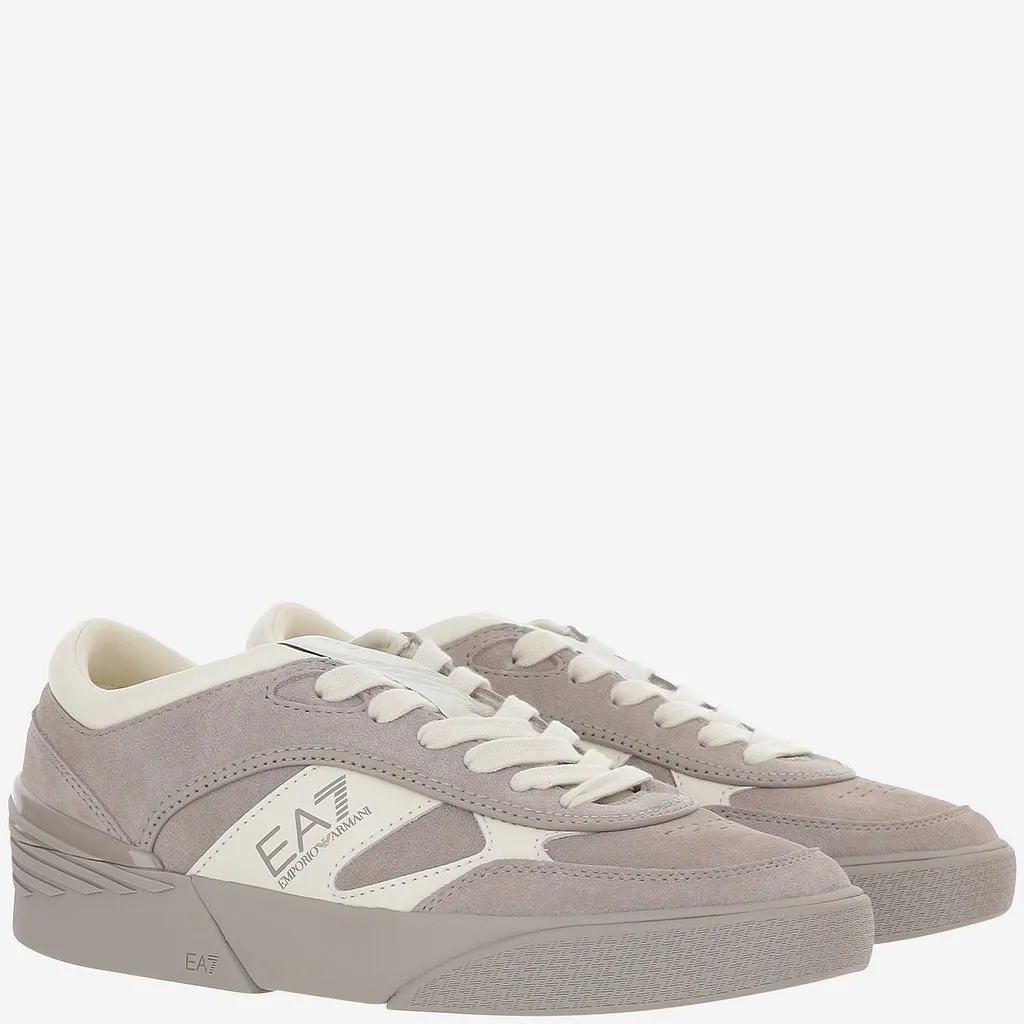 Ea7 Leather Sneakers With Side Logo