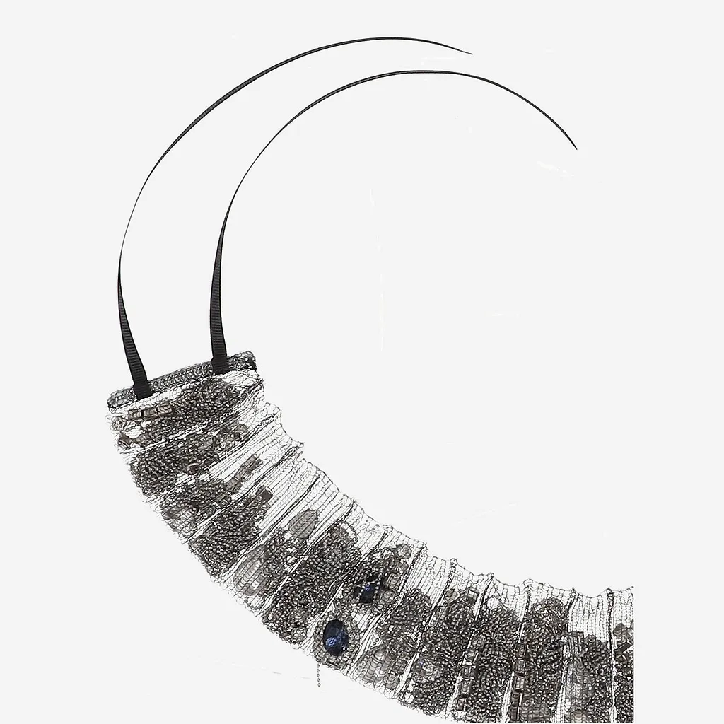 Alainpaul Mesh Necklace With Applied Rhinestones