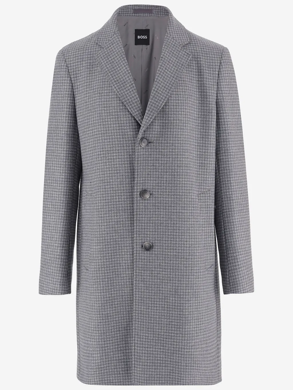 Hugo Boss Wool Coat With Henspeat Pattern