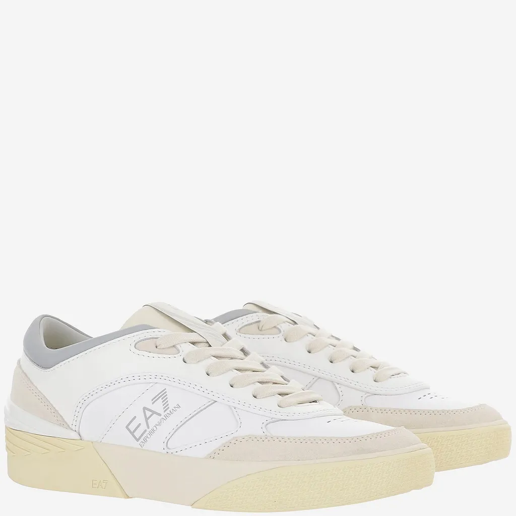 Ea7 Otg Pride Luxe Leather Sneakers With Suede Accents