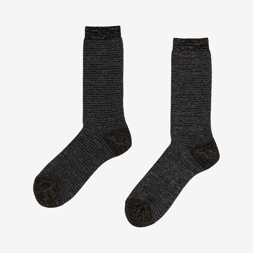 Ant45 Ribbed Cotton Blend Socks With Metallic Thread