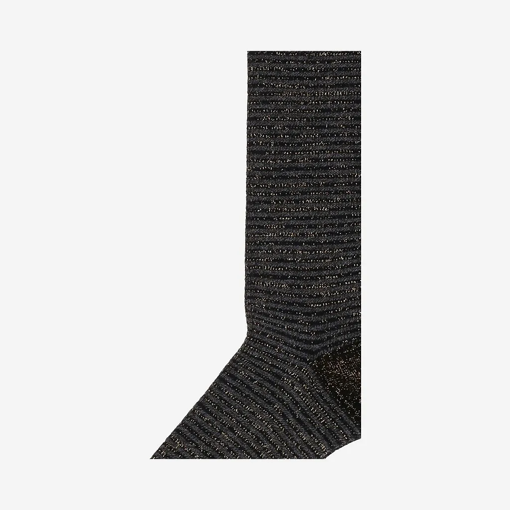 Ant45 Ribbed Cotton Blend Socks With Metallic Thread