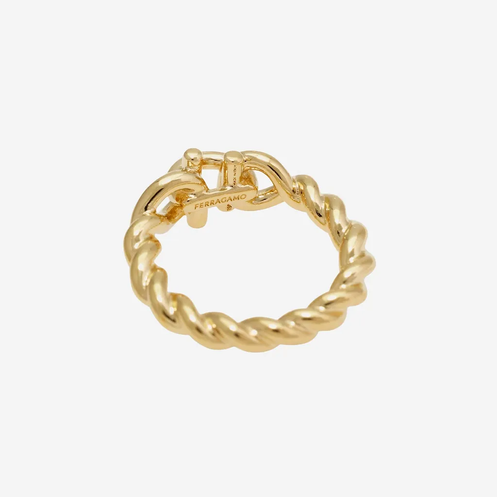 Salvatore Ferragamo Brass Torchon Hook Ring