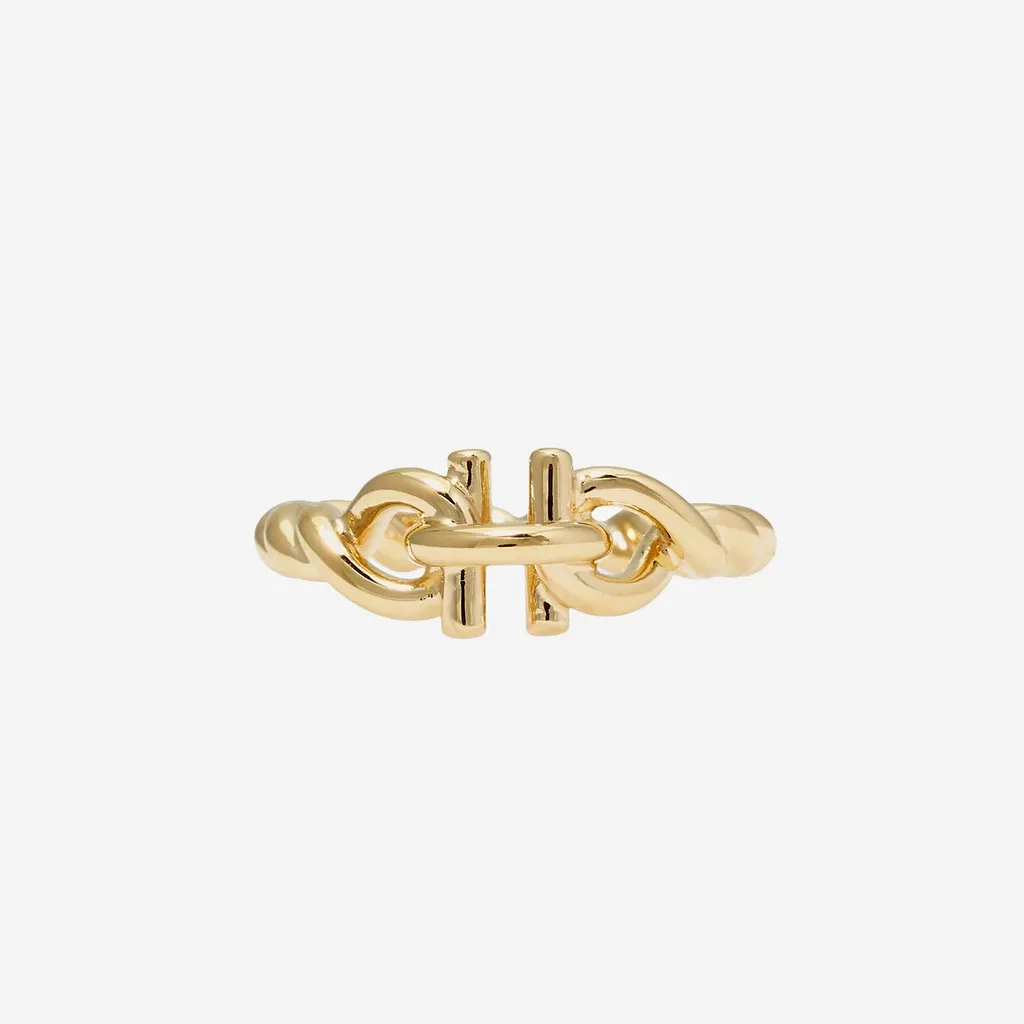 Salvatore Ferragamo Brass Torchon Hook Ring