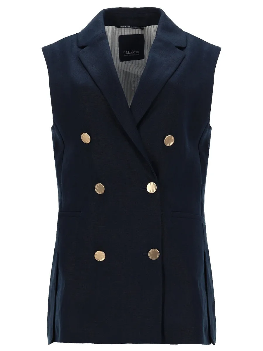 S Max Mara Double Breasted Linen Mat Vest