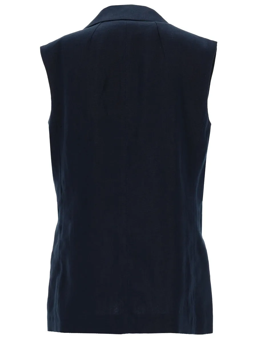 S Max Mara Double Breasted Linen Mat Vest