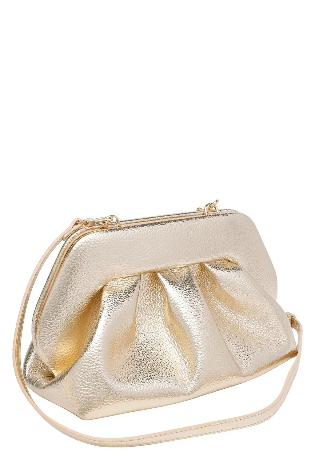 Themoirè Medium Bios Metallic Clutch Bag
