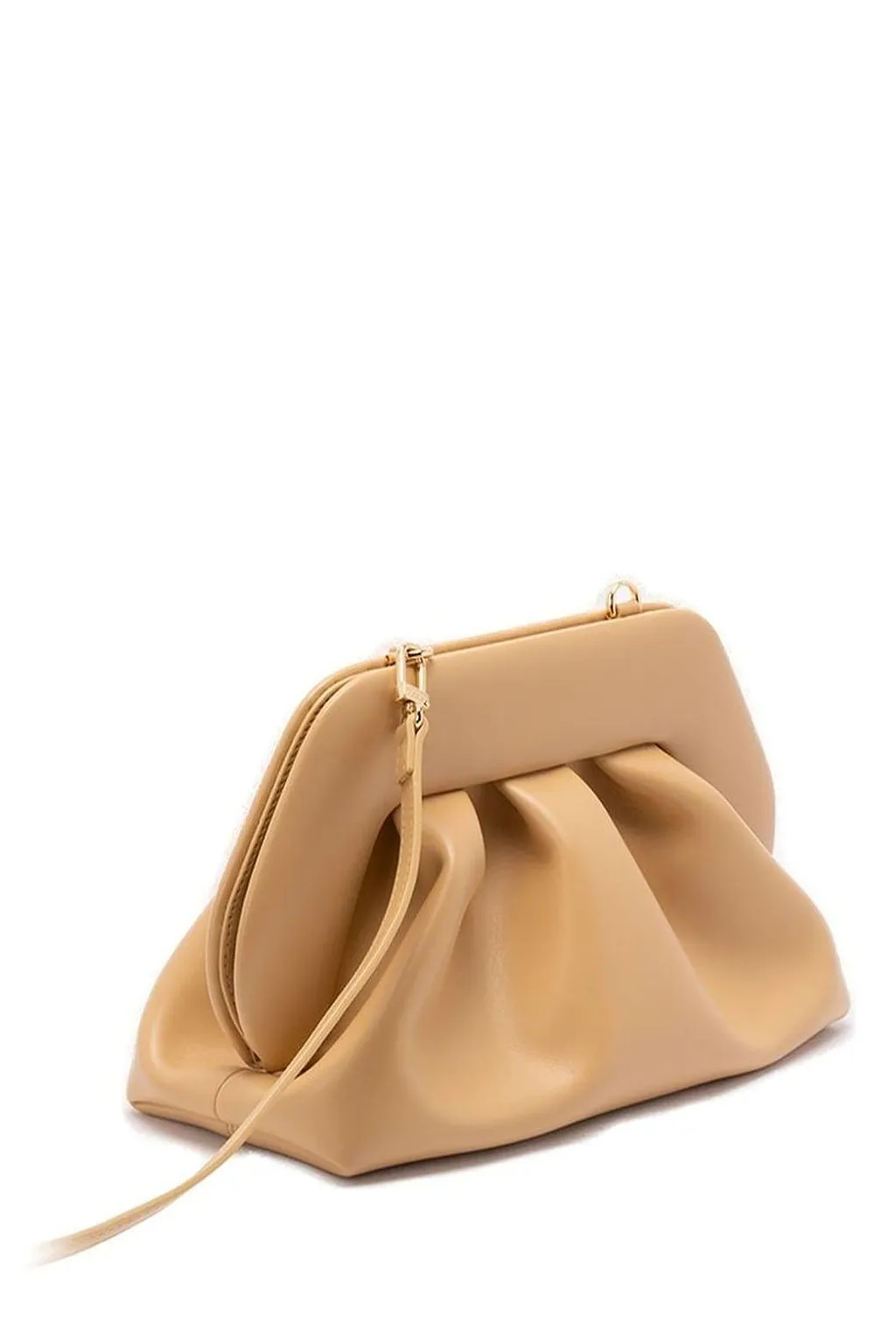 Themoirè Ruched Detailed Medium Clutch Bag