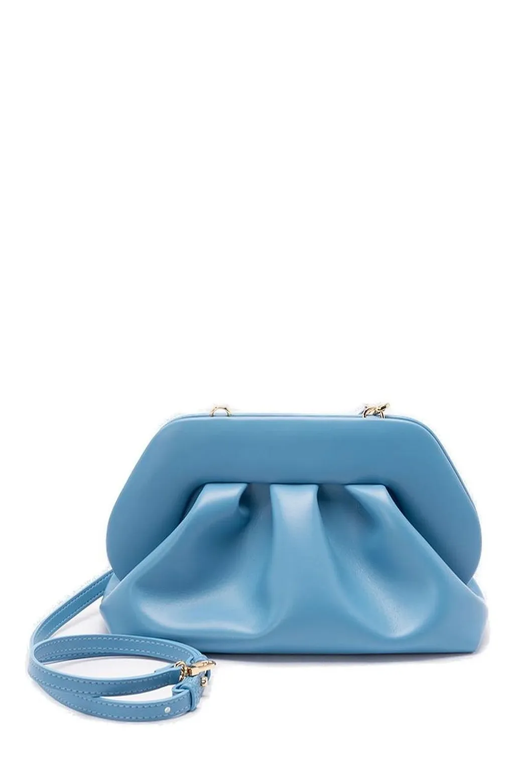 Themoirè Ruched Detailed Medium Clutch Bag