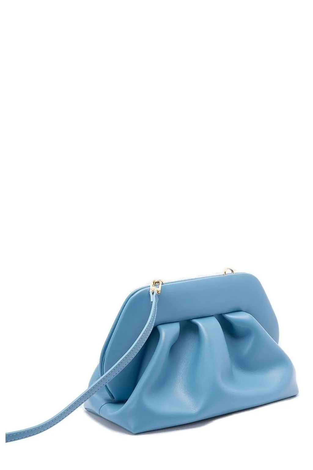 Themoirè Ruched Detailed Medium Clutch Bag