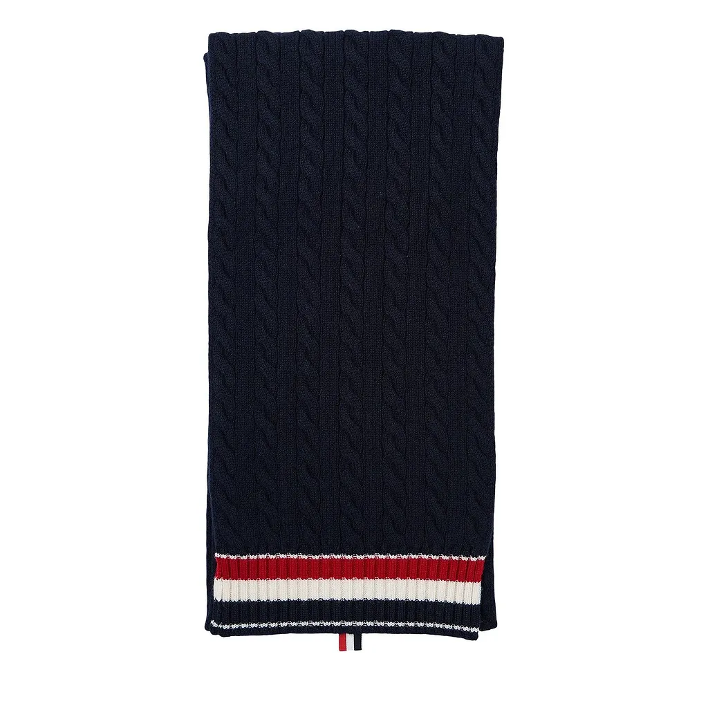 Thom Browne Rwb-Striped Cable-Knitted Scarf