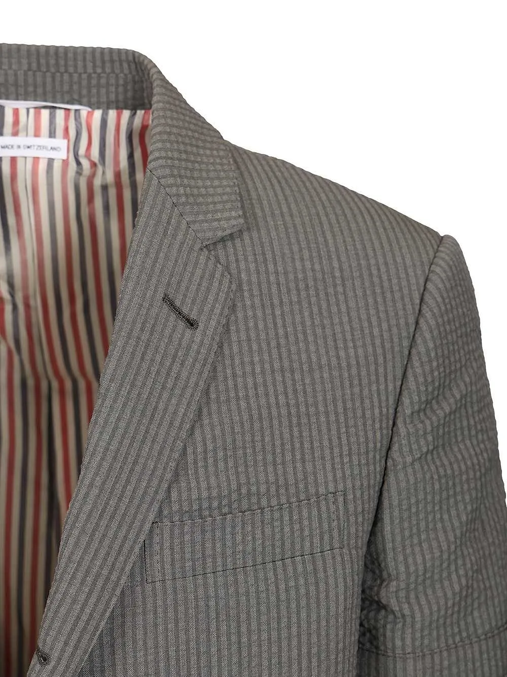Thom Browne Wide Shoulder Seersucker Blazer