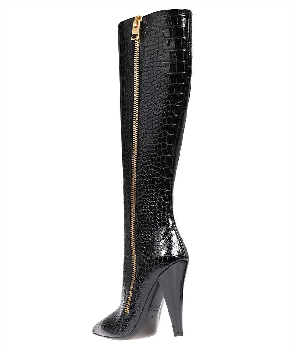 Tom Ford Embossed Pointed-Toe Boots