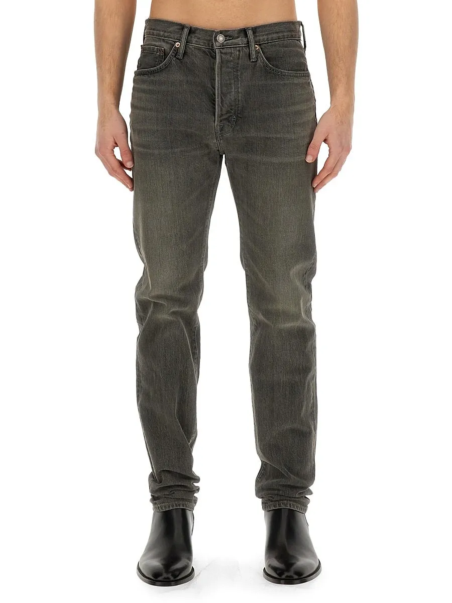 Tom Ford Logo Patch Straight Leg Jeans