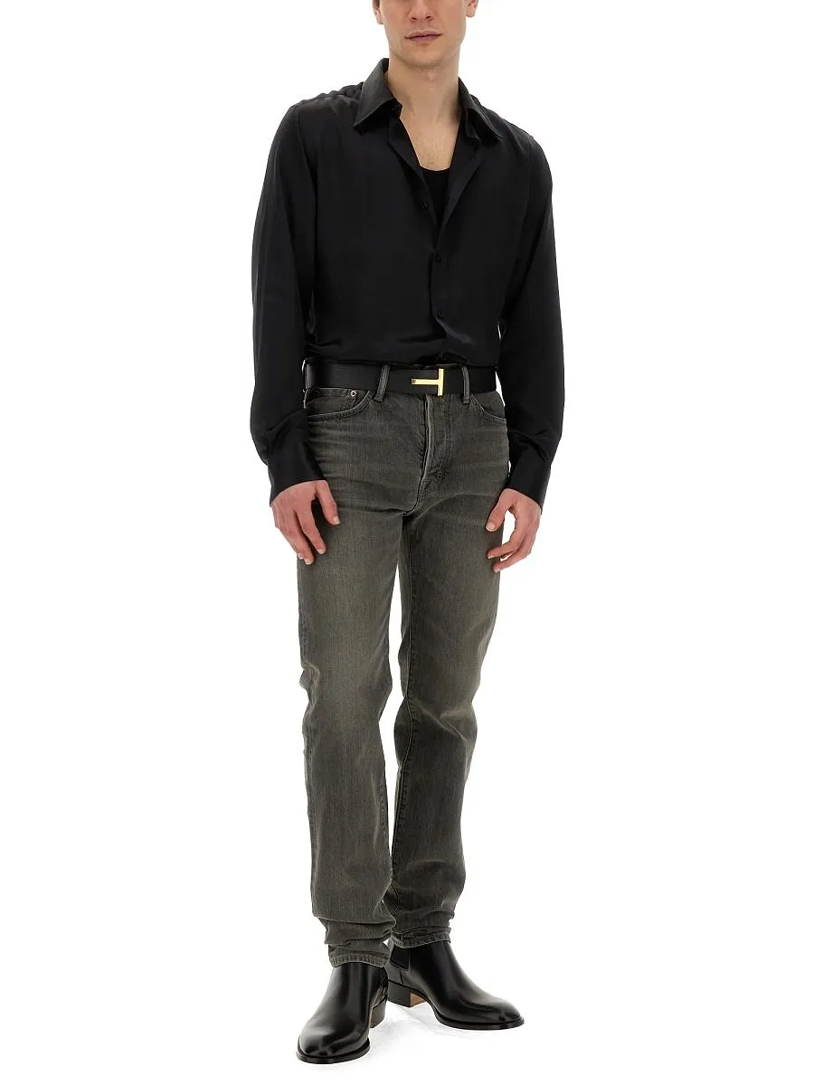 Tom Ford Logo Patch Straight Leg Jeans