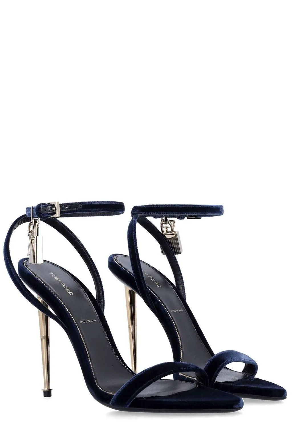 Tom Ford Padlock Velvet Heeled Sandals