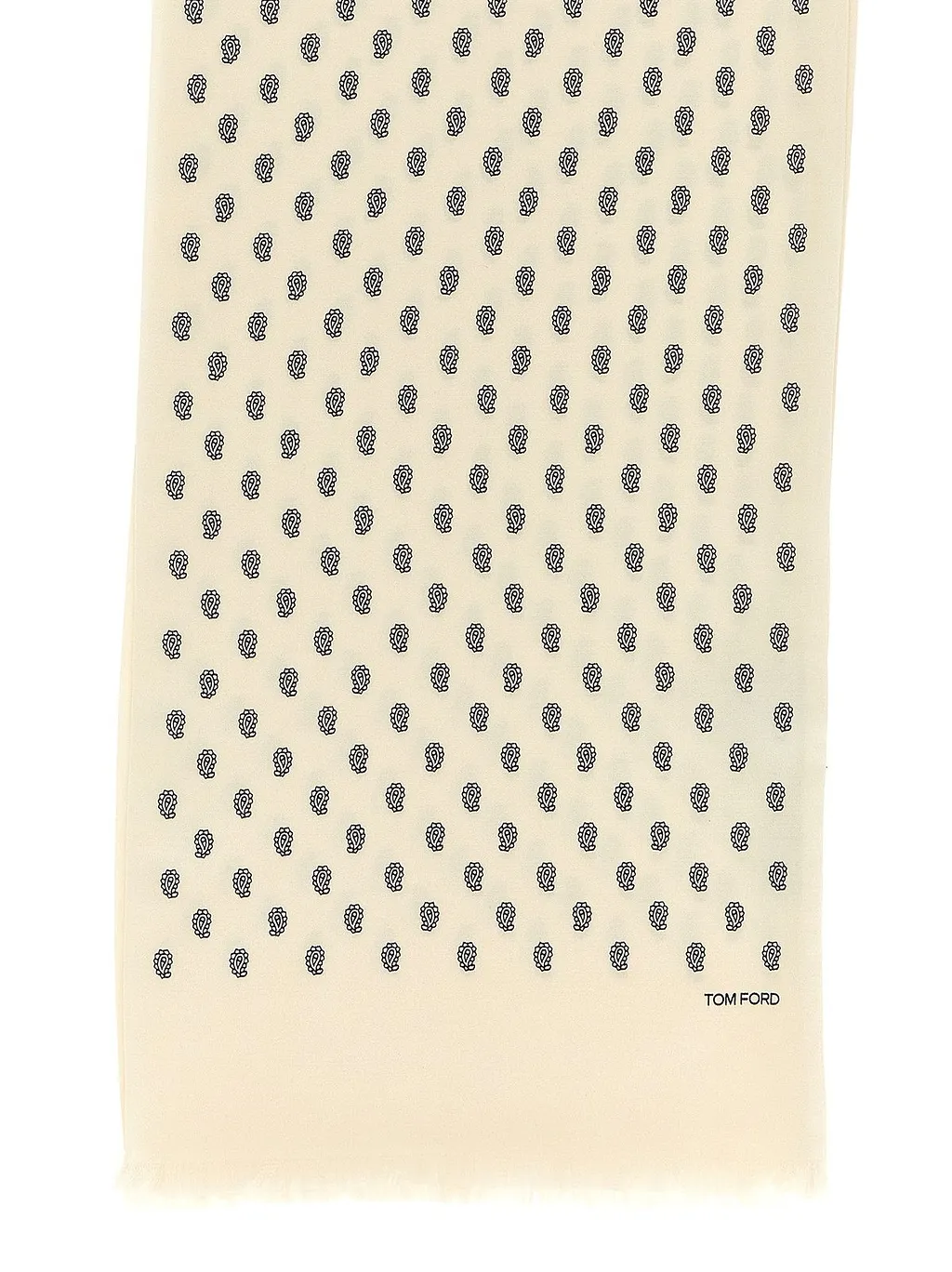 Tom Ford Paisley Print Logo Patch Scarf